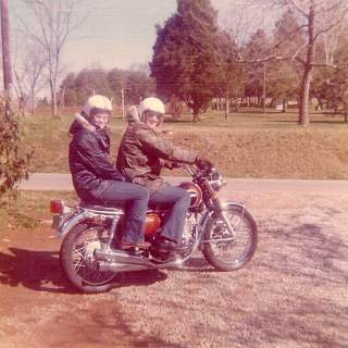 Breaking in a new rider - Susan. This was about three years before we were married so I guess I didn't scare her too bad! : Motorcycle, Susan Jones