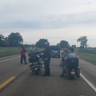 Road contruction stop and chat with a local.