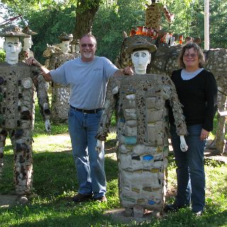 At the concrete sculpture museum. These guys were  "hard" to talk to.