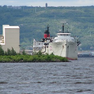 Iron Boat waiting to load at the Superior shipping port near Duluth.