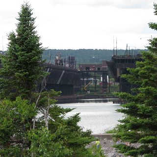 Ore loading piers.