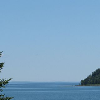 Grand Portage Bay. Isle Royale can be seen in the very far distance. : Alan