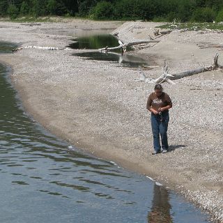 Susan stone hunting in Lake Provincial Park.