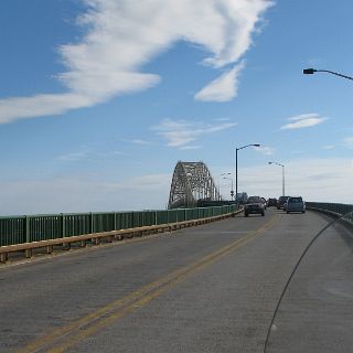 Crossing back into the USA over the Soo locks in Sault Ste. Marie.