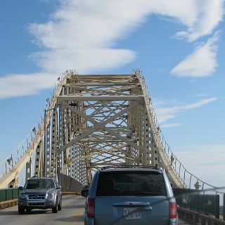 Crossing back into the USA over the Soo locks in Sault Ste. Marie.