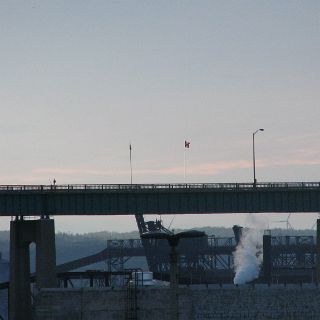 The border flags on the Soo bridge.