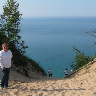 If you like, you can slide from here to the beach 300  ft below. You can climb back up in about an hour if you are about 25 and in top physical condition. There have been about 400 rescues here. : Alan