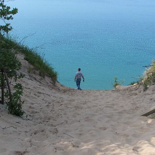 At the edge of the Log Slide at the Grand Sable Dunes. : Alan