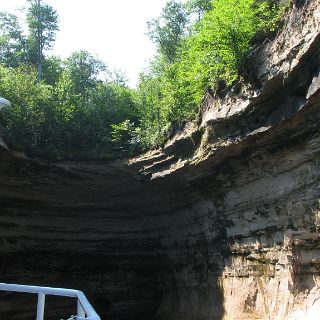 They ran the boat up under the bluffs in a few places.