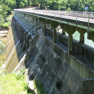 TVA's Great Falls dam on the head waters of Center Hill Lake.