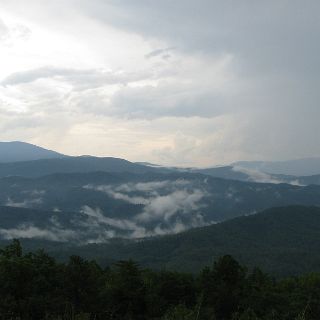 A storm moves southeast over the unicoi mountains.  (on Foothills Parkway)