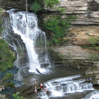 Cummins Falls. Note swimmers at bottom of falls for a perspective.