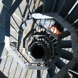 Climbing the tower at Edgar Evins