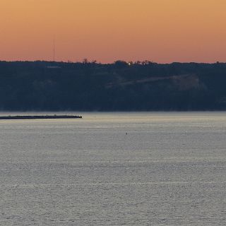 A barge makes its way south on the Tennessee River