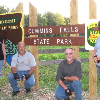 At the entrance to Tennessee's newest state park, Cummins Falls. Even the roads aren't paved yet.