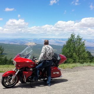 From near the top of the Grand Mesa. Roadway climbs from 3000 ft to about 11,000 -  a breathtaking ascent!