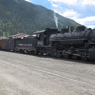 The Durango to Silverton pulls out of Silverton