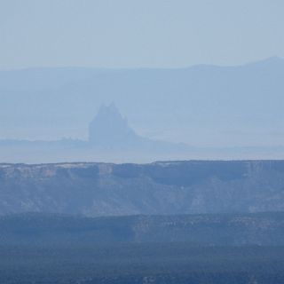 Ship Rock, located in New Mexico, can be seen from our balcony at the lodge...50 miles alway.