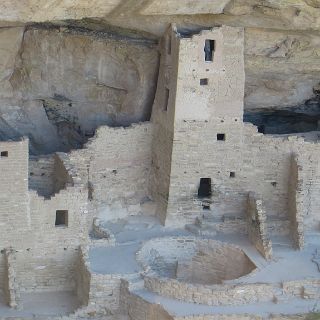 Ancient Pueblo ruins at Mesa Verde, NP. The Cliff Palace - circa 1200 - 1450 AD