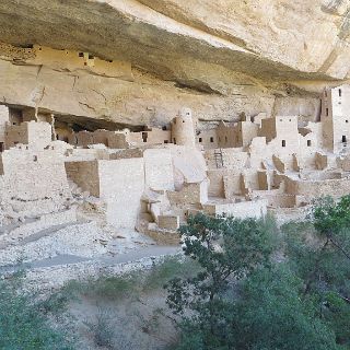 Ancient Pueblo ruins at Mesa Verde, NP. The Cliff Palace - circa 1200 - 1450 AD