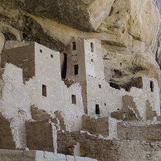 Ancient Pueblo ruins at Mesa Verde, NP. The Cliff Palace - circa 1200 - 1450 AD