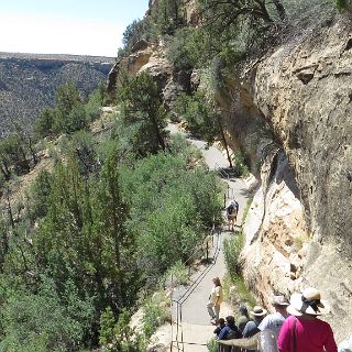 Ancient Pueblo ruins at Mesa Verde, NP. Hiking to the Balcony House