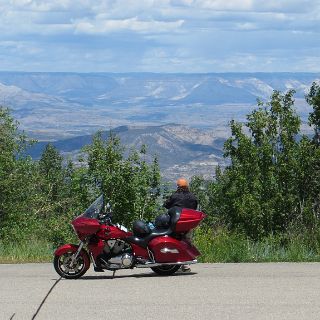 From near the top of the Grand Mesa. Roadway climbs from 3000 ft to about 11,000 -  a breathtaking assent!