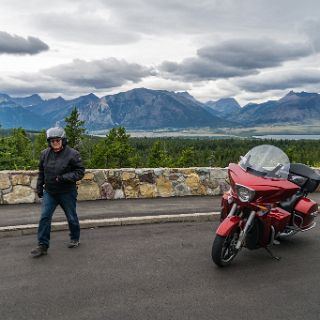 A look back at the Waterton area on our way back to the border. : Touring