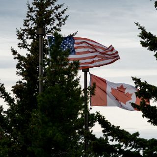 A look back at the Waterton area on our way back to the border. : Touring