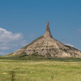 Chimey Rock along the Oregon trail. A historical landmark along the route. : Touring